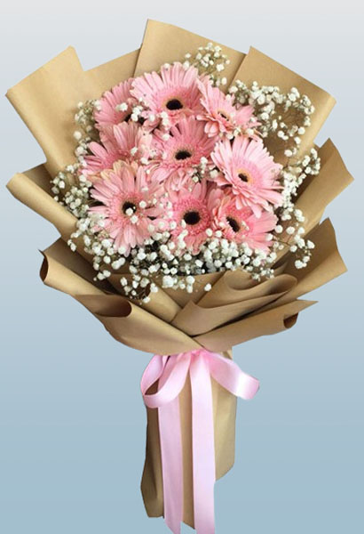 Pembe Gerbera Buketi 9 Adet